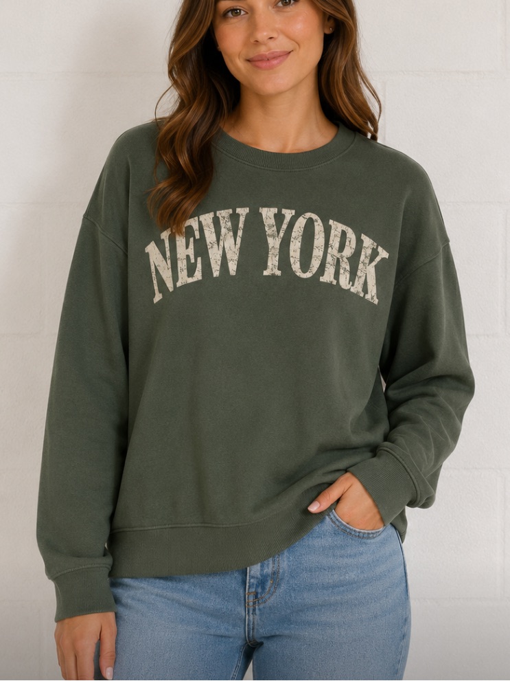 Graphic Green Crewneck Small